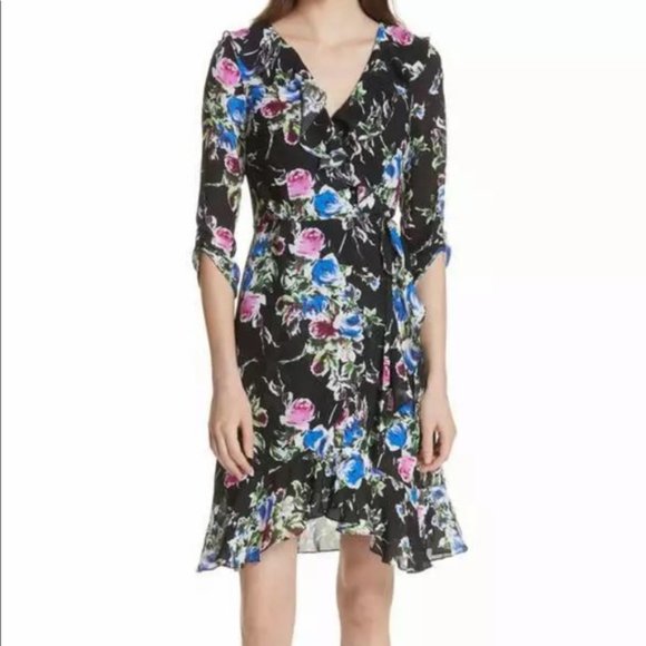 Milly Silk Charmeuse Ruffled Wrap Dress - Picture 1 of 9